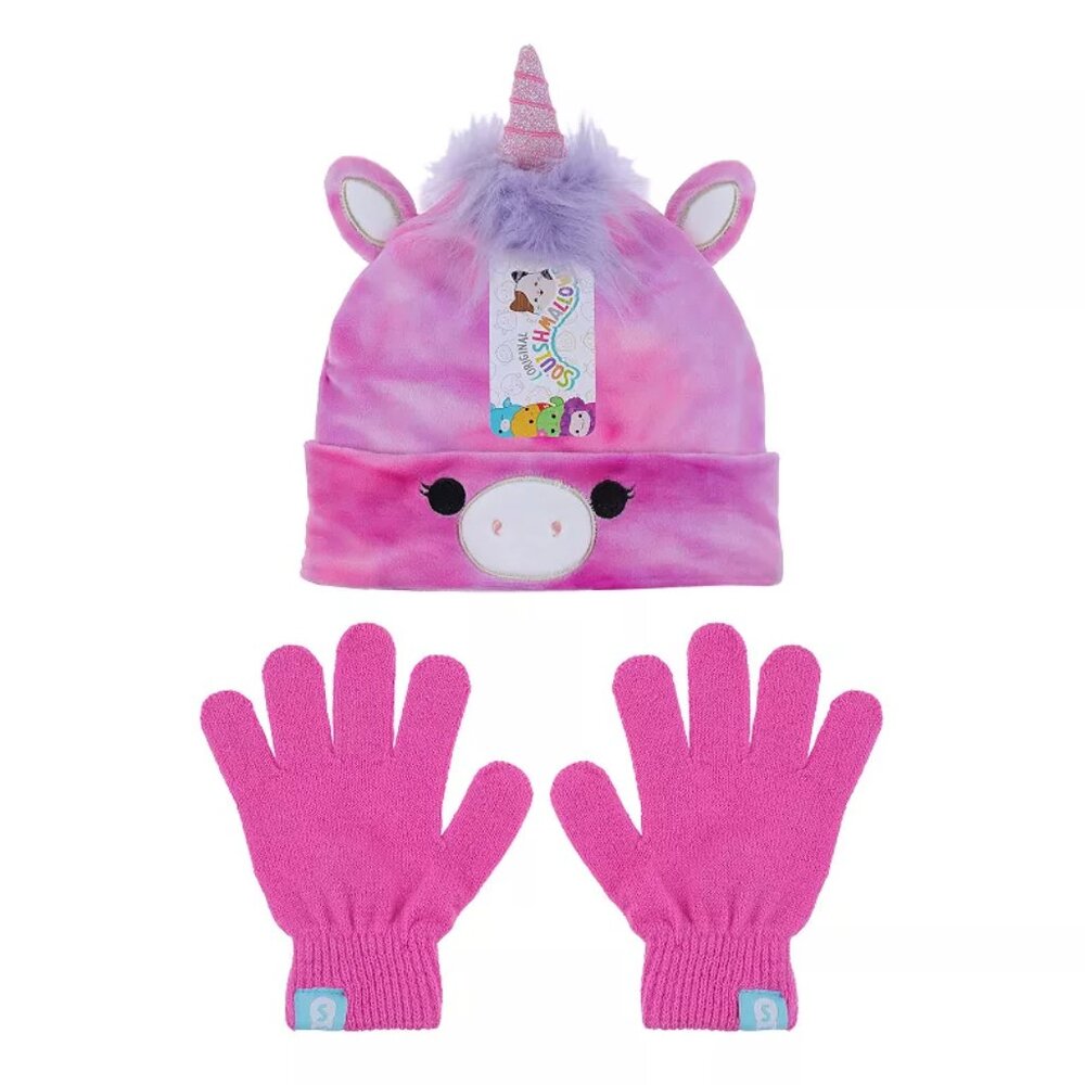 Girls Squishmallows Lola the Unicorn Hat & Gloves Set